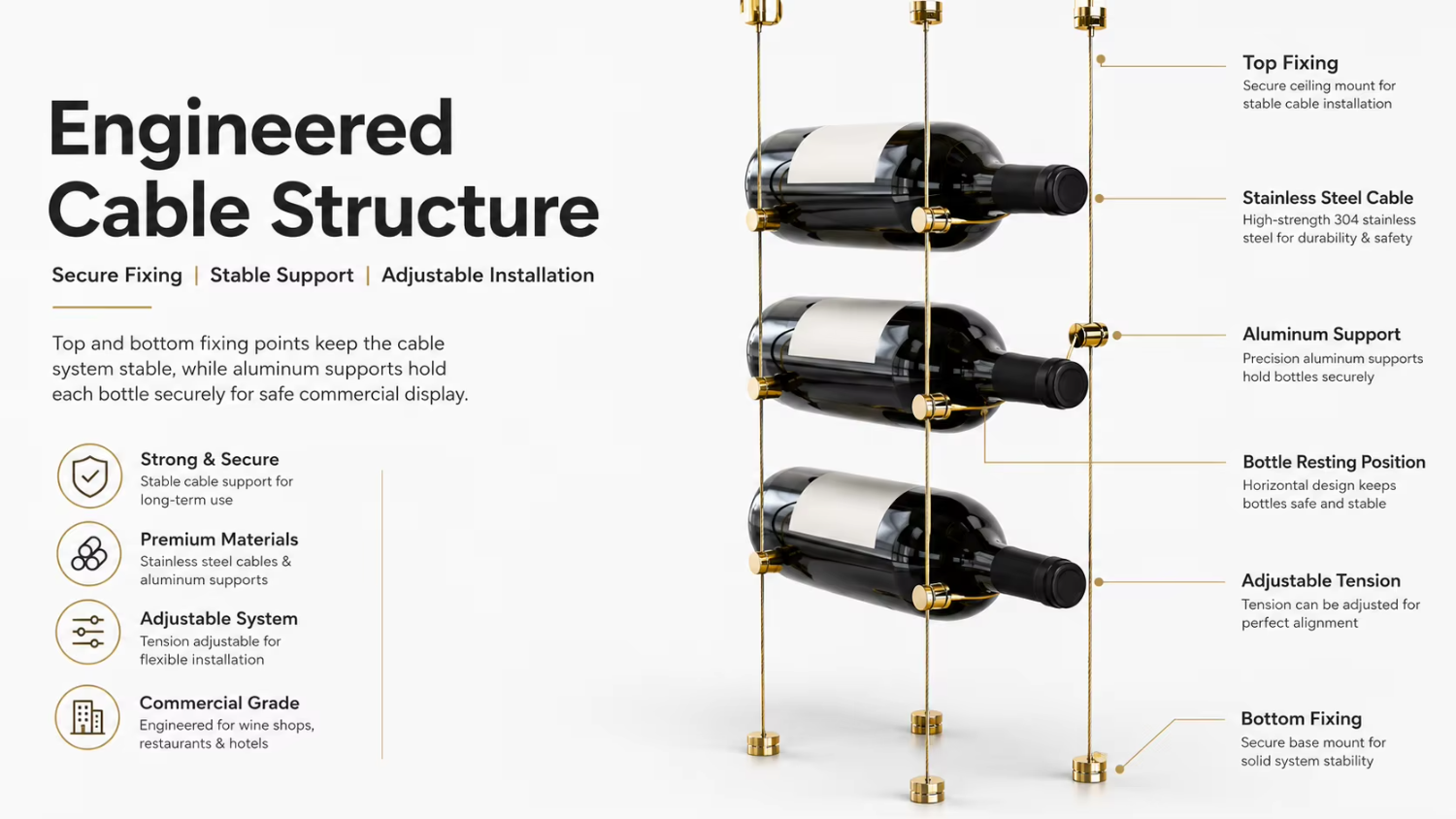 Wine Bar Cabinet Cable Display Rack Restaurant Villa Cellar Wine Wall Cabinet Custom Size Factory Supply