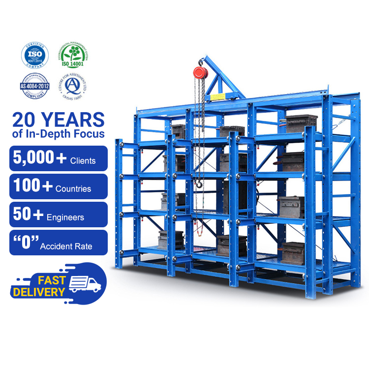 5 Layer Durable Steel Smooth Sliding Rail Labor Saving Manual Pull Out Mold Storage Rack