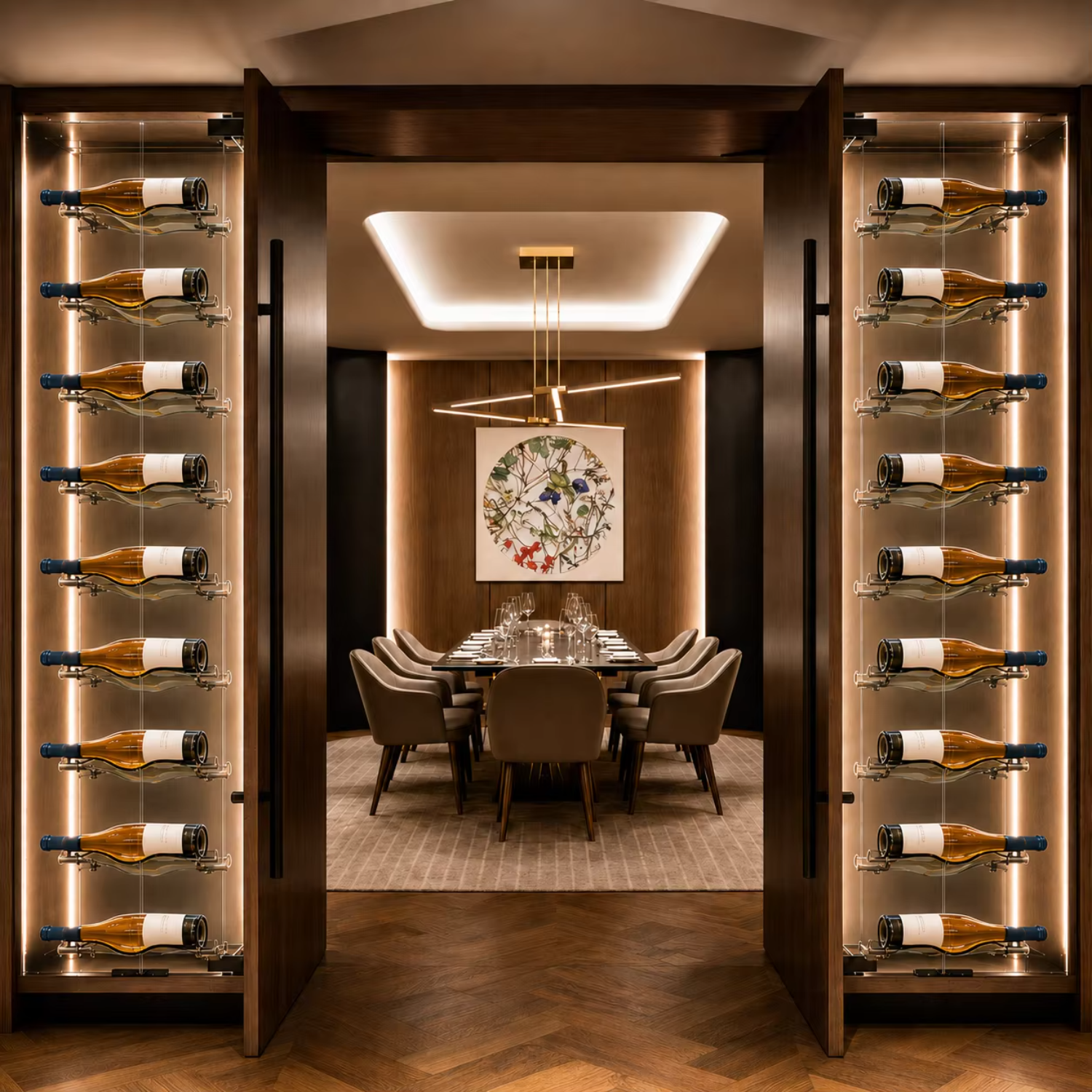 Wine Bar Cabinet Cable Display Rack Restaurant Villa Cellar Wine Wall Cabinet Custom Size Factory Supply