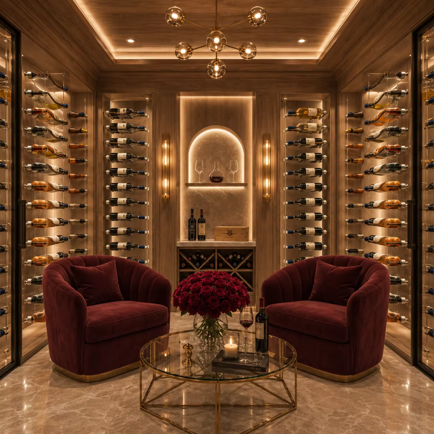 Wine Bar Cabinet Cable Display Rack Restaurant Villa Cellar Wine Wall Cabinet Custom Size Factory Supply