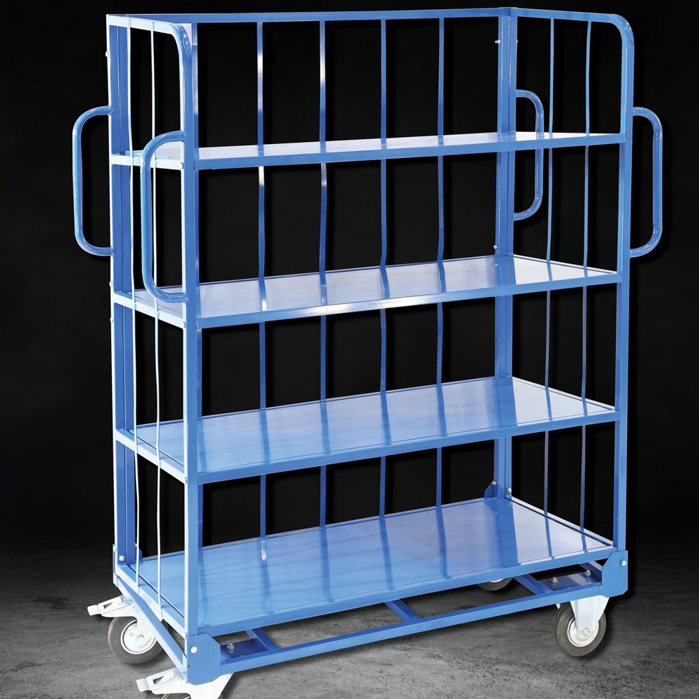 4 Layer Cuntomizable Heavy Duty Metal Shelf Trolley Warehouse Order Picking Storage Rack Material Handling Cart