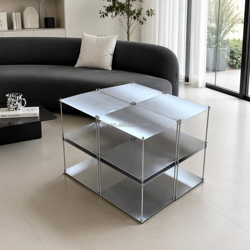Modern Stainless Steel CD Rack Vinyl Record Storage Shelf Modular Media Player Stand Hifi Equipment Display Rack Wholesale