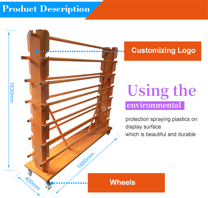 Custom Removable Double Sides Wrap Carpet Cloth Fabric Roll Display Rack Stand