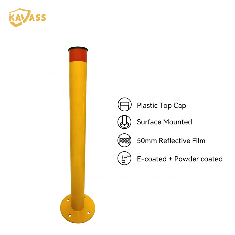 KAVASS Economical And Practical Steel Safety Security Driveway Traffic Bollards Surface Mount With Fixing For Sale