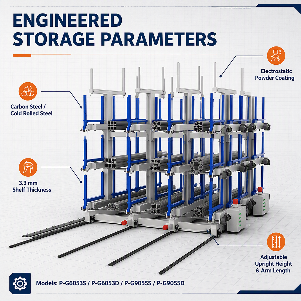 Electric Mobile Rail-Type Telescopic Cantilever Rack Specifications