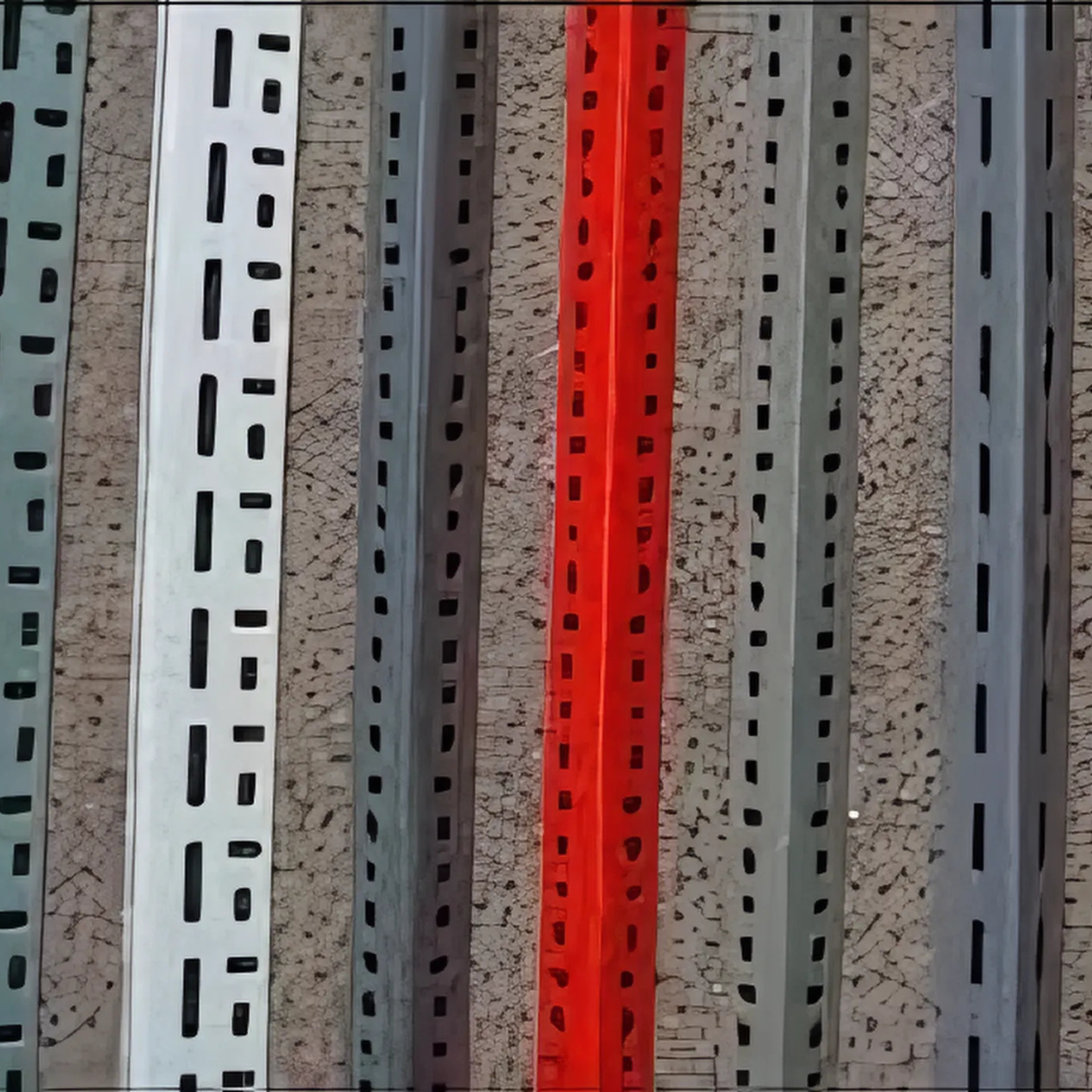 Wire mesh security partitions combined with industrial shelving