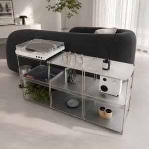 Modern Stainless Steel CD Rack Vinyl Record Storage Shelf Modular Media Player Stand