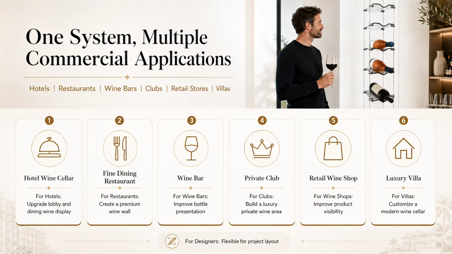 Wine Bar Cabinet Cable Display Rack Restaurant Villa Cellar Wine Wall Cabinet Custom Size Factory Supply