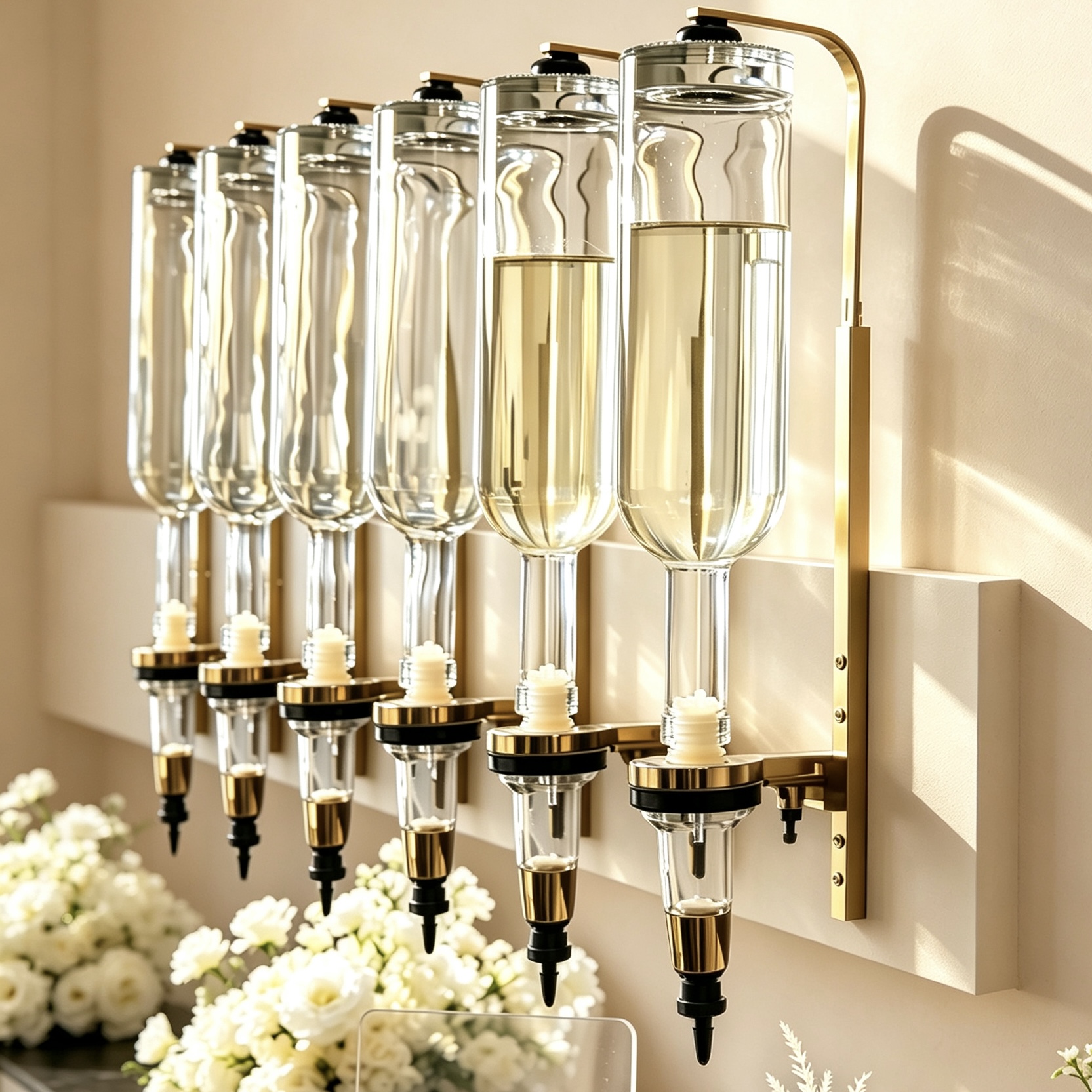 Bulk Order Customized Gold Wall Mount Perfume Disperser 375ml/750ml Essential Oil Display Rack Perfume Bar For Cosmetic Store