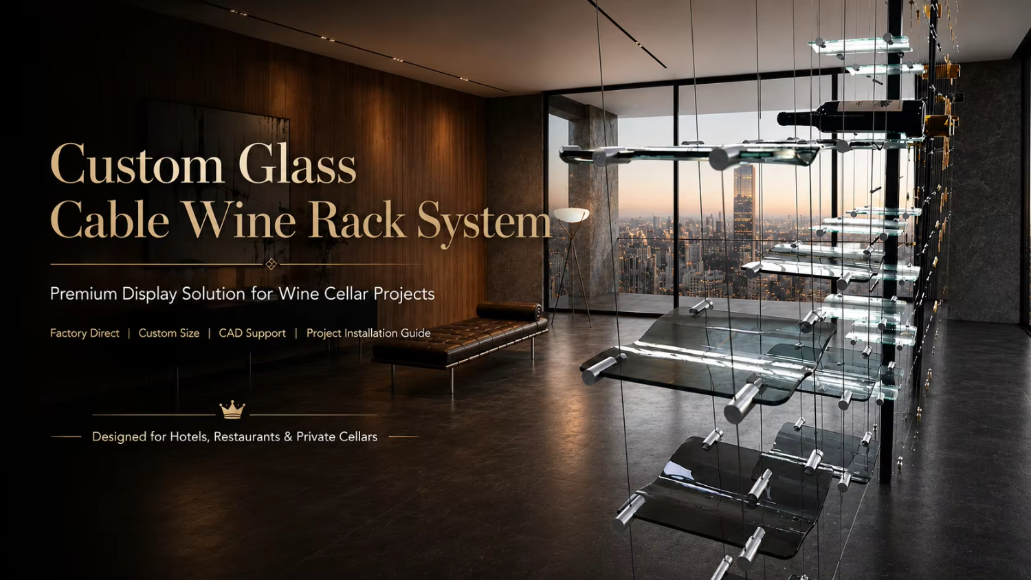 Wine Bar Cabinet Cable Display Rack Restaurant Villa Cellar Wine Wall Cabinet Custom Size Factory Supply