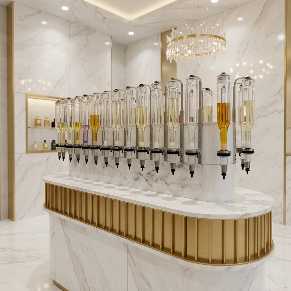 Bulk Order Customized Gold Wall Mount Perfume Disperser 375ml/750ml Essential Oil Display Rack Perfume Bar For Cosmetic Store