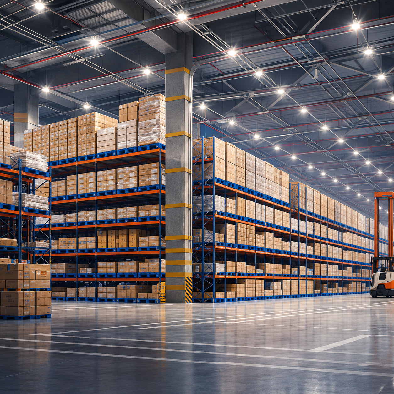 Industrial Beam Racking Steel Storage Rack Q235B Steel For Freight Distribution With Column Protectors