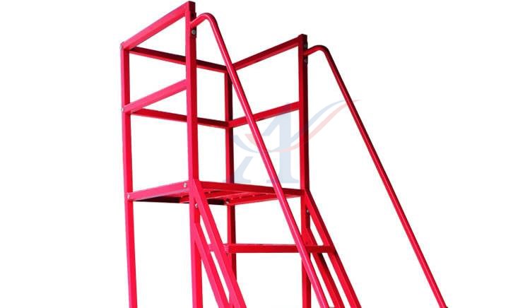 4-Step Rolling Steel Ladder with 1.5m High Platform 200KG Capacity Powder Coated Finish Warehouse Use