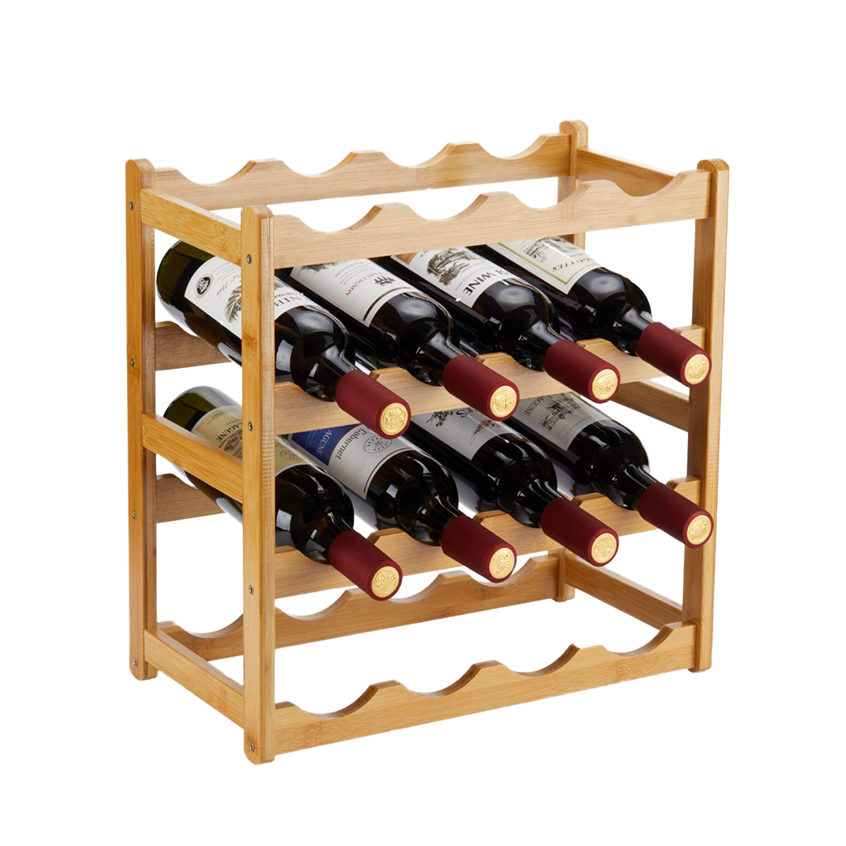 ZYTH 4-Tier Bamboo Wine Rack Modern Multi-Purpose Sturdy Durable Countertop Storage Cabinet for Home Bar Kitchen