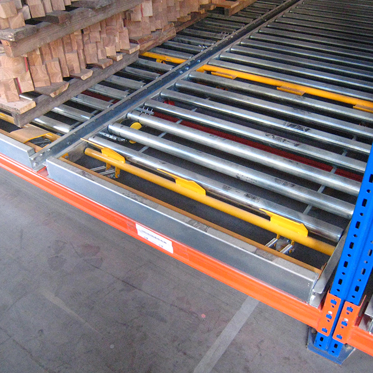 Warehouse FIFO Storage Racking System Flow Through Pallet Roller Racking