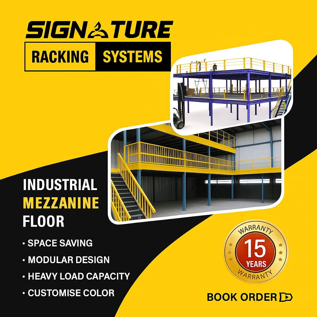 Industrial rack supported mezzanine floor system manufactured in UAE