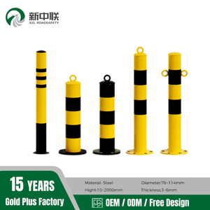800mm Fixed Yellow Parking Bollards with Reflector