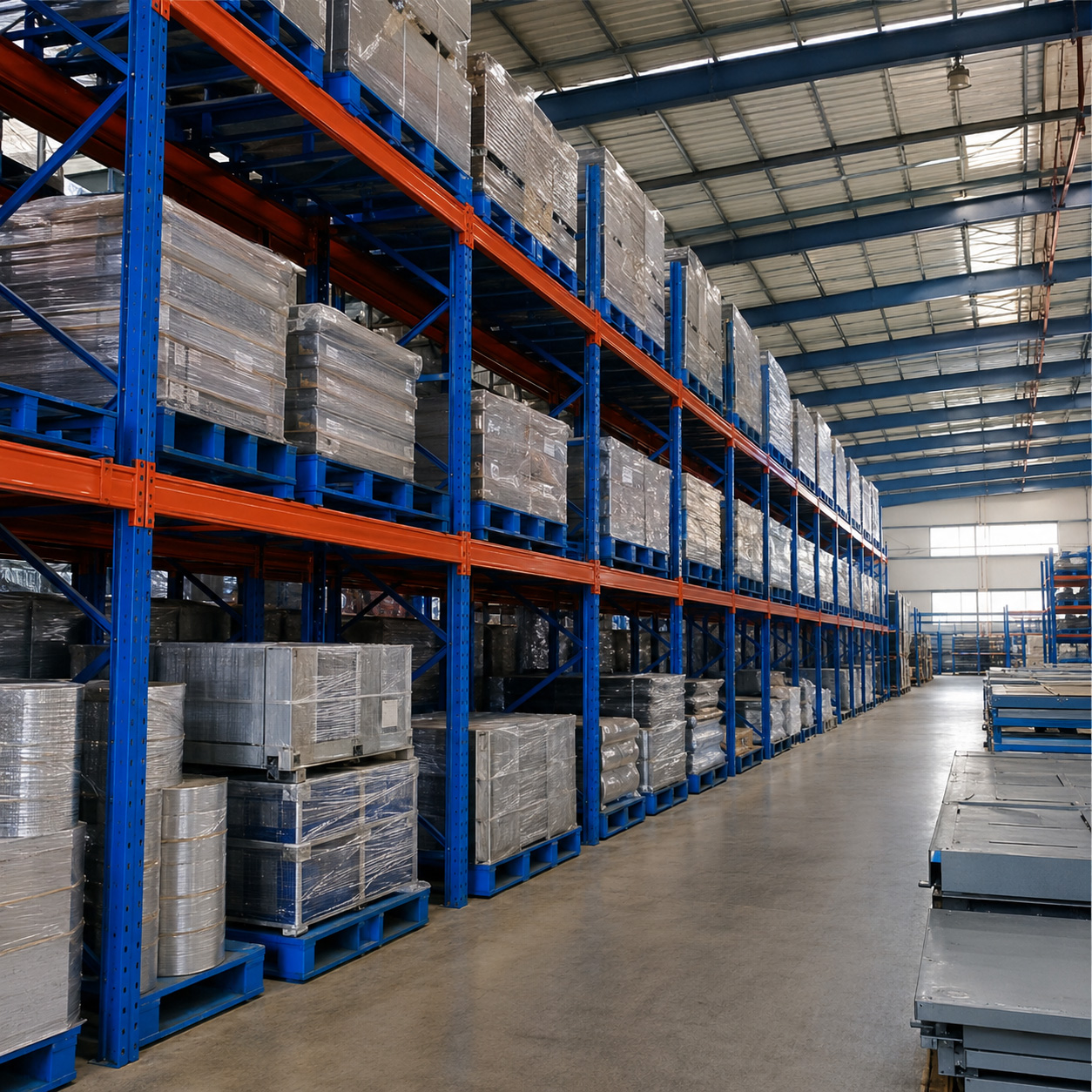 Industrial Beam Racking Steel Storage Rack Q235B Steel For Freight Distribution With Column Protectors