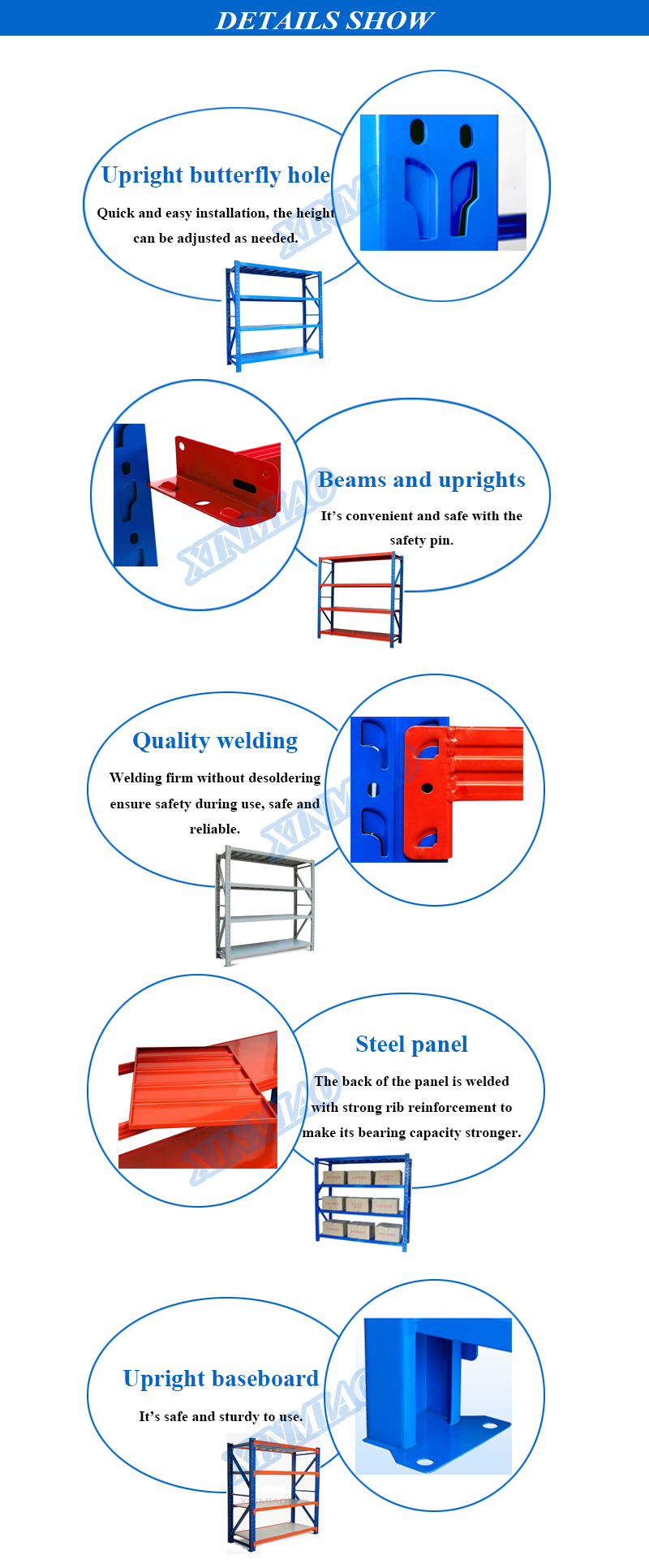 Medium duty shelving structural details