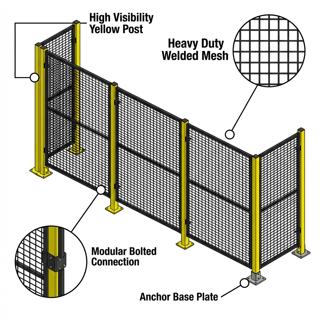 Modular Industrial Safety Fence Q235 Carbon Steel Machine Guard Workshop Partition Fencing Galvanized UV Resistant Custom Size