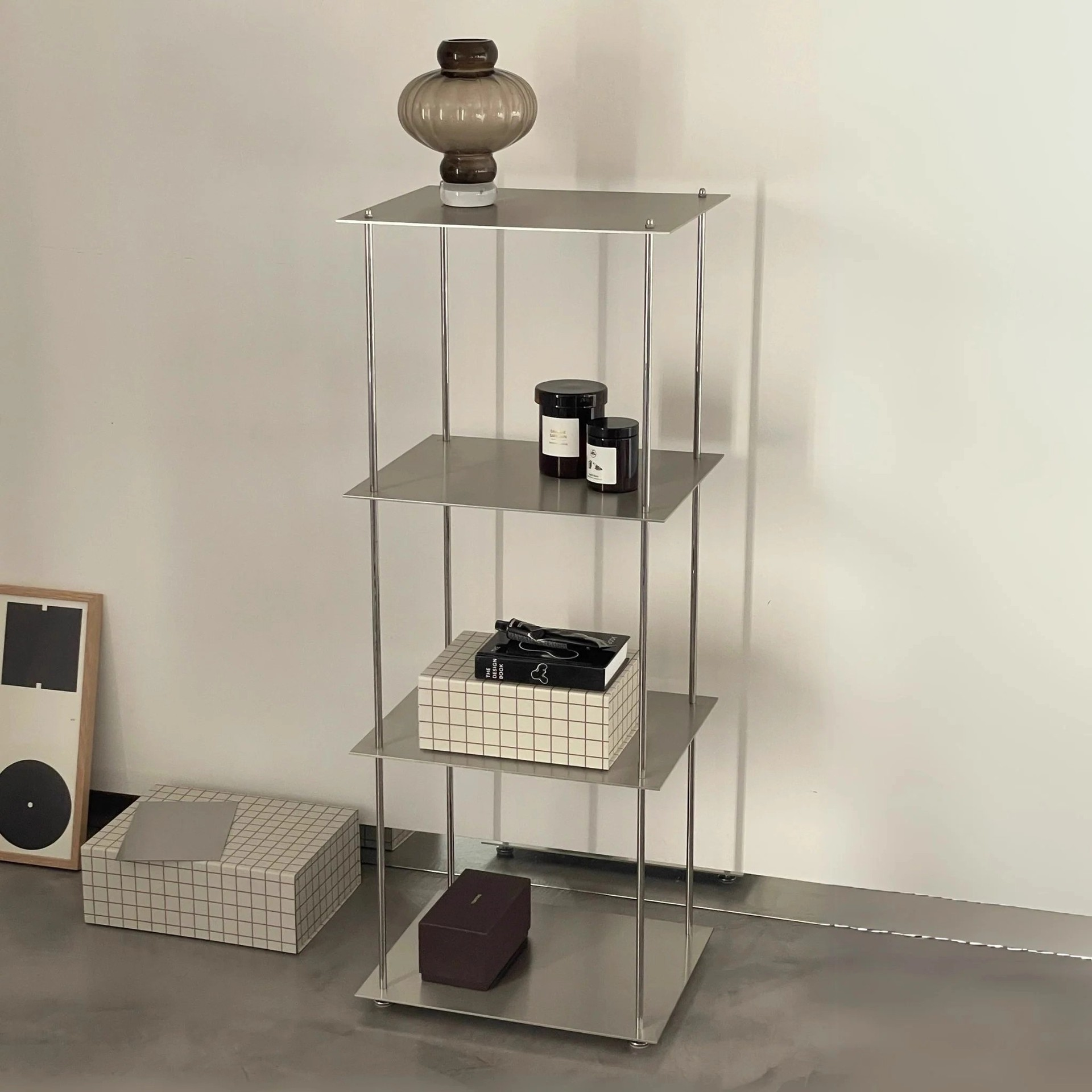Stainless Steel Floor-Standing Multi-Tier Storage Rack Modular Bookshelf and Display Rack for Living Room Bedroom Study Room