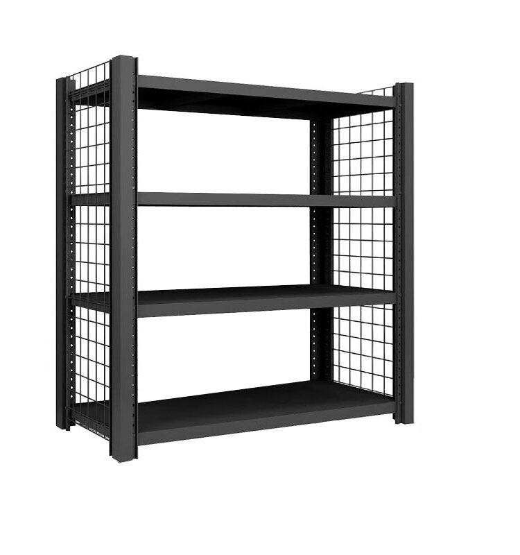 Wheeled Mobile Shelving Unit 4-Tier Storage Rack Display Stand Metal Frame Adjustable Sliding Grid Partitions 200kg Capacity