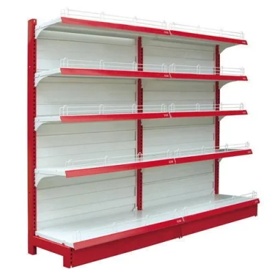 Supermarket display gondola shelving and end cap racks