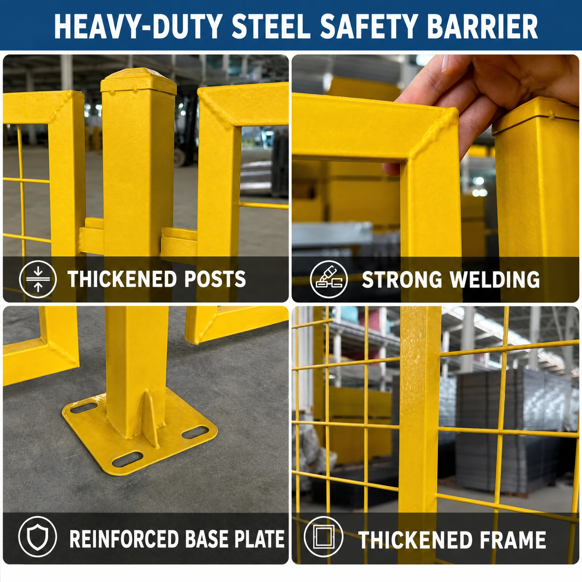 Modern Iron Powder Coated Workshop Partition Mesh Fence Industrial Safety Barrier Removable Warehouse Security Fencing