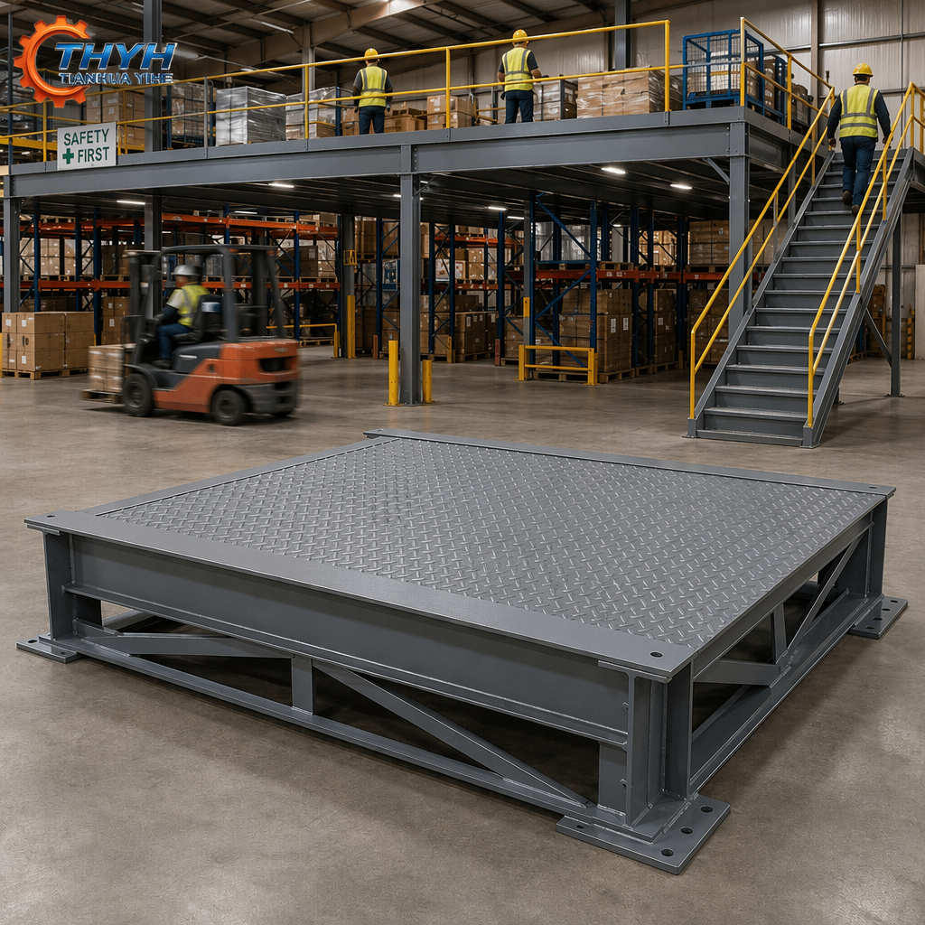 Prefabricated Welded Steel Stainless Steel Mezzanine Floor Module Shot Blasted Anti-Corrosion Painted Fabrication