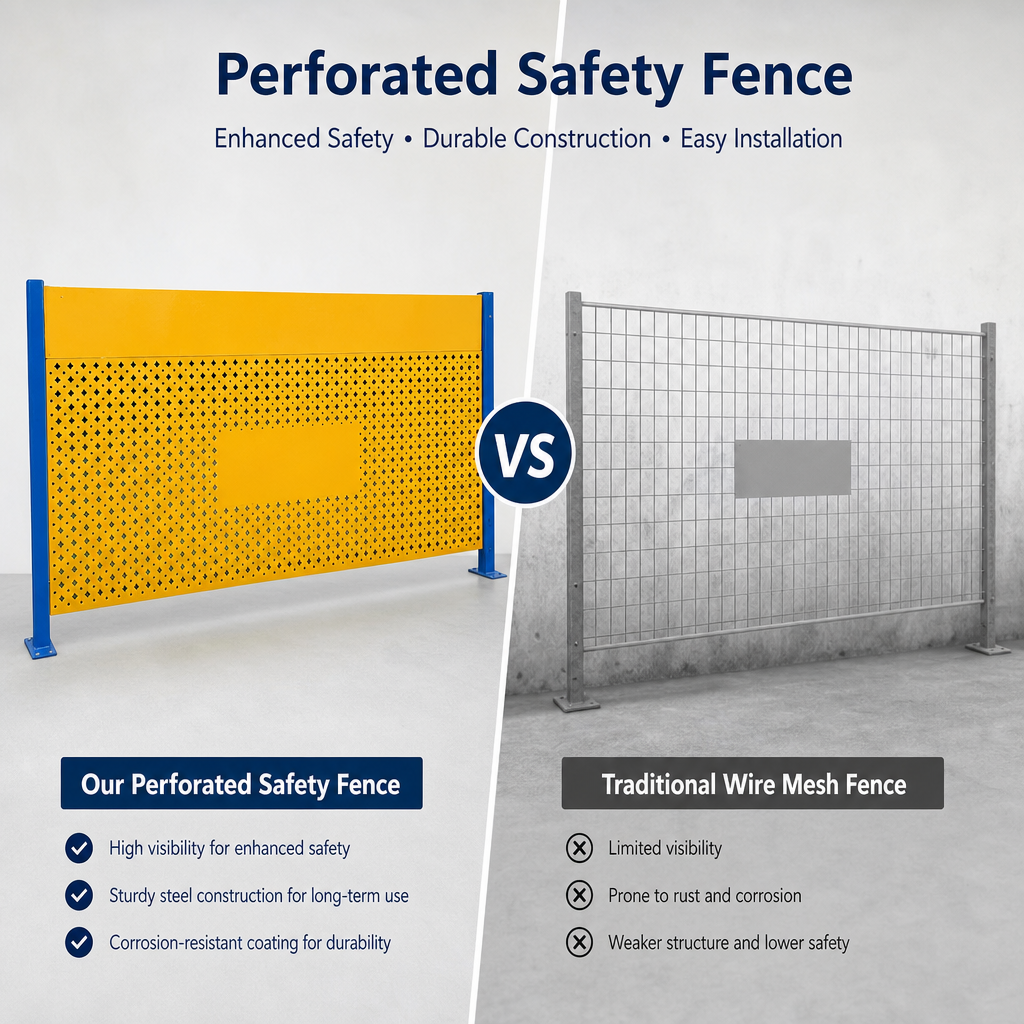 Modular Industrial Safety Fence Perforated Metal Barrier Panel Workshop Divider Factory Equipment Separation Controlled Access
