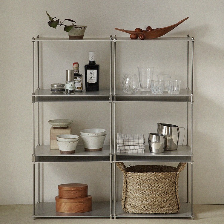 Stainless Steel Floor-Standing Multi-Tier Storage Rack Modular Bookshelf and Display Rack for Living Room Bedroom Study Room