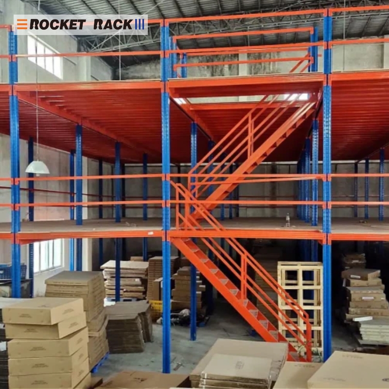 Modular Mezzanine Floor Racking 500KG Per Sqm for Logistics Center Steel Grating Floor Platform