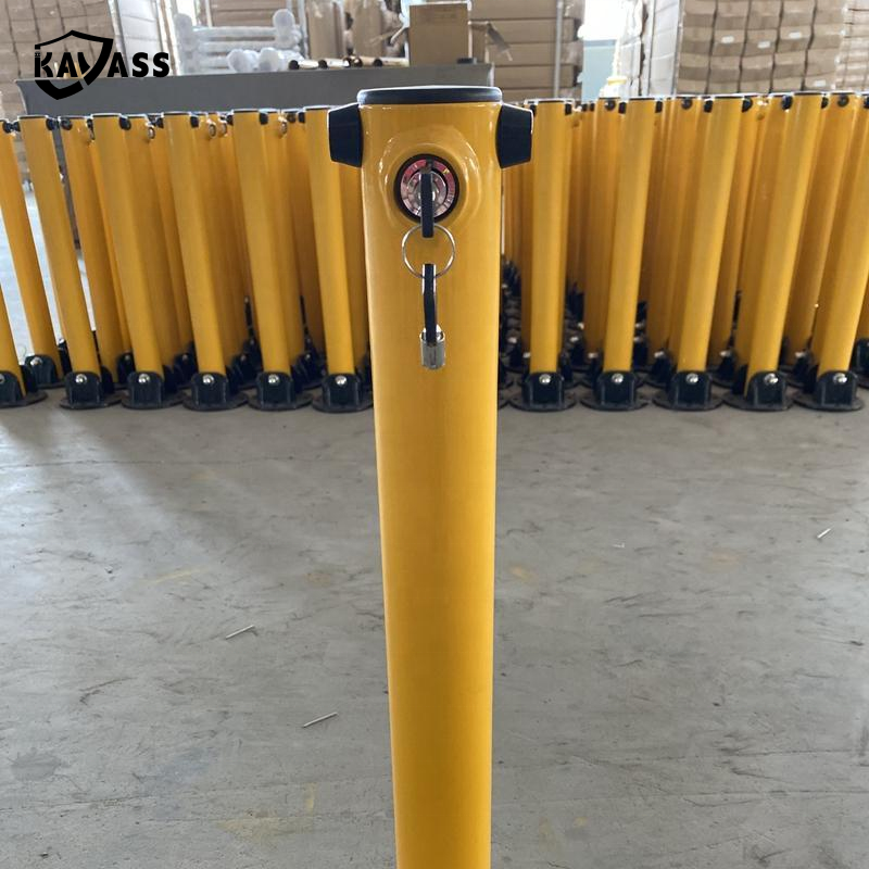 KAVASS Reflective Manual Metal Fold-Down Parking Fold Bollard Lock Post With Heavy Duty Base Pipe With Key Lock