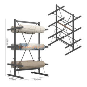 Wholesale Custom Metal Hanging Carpet Roll Display Rack Double-Sided Durable Roll Rack