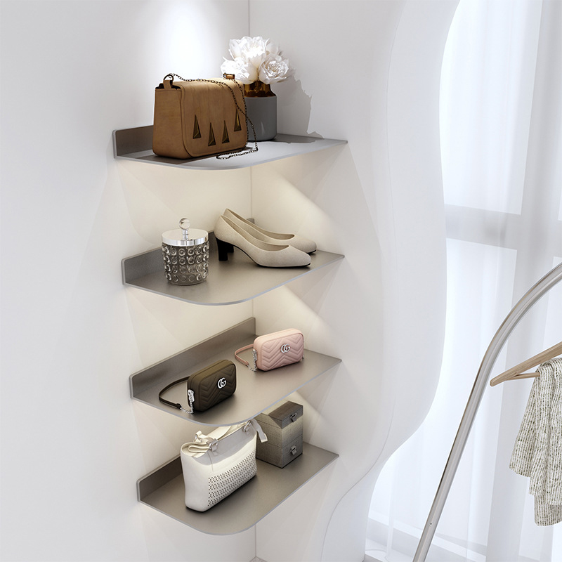 Easy to Assemble Multilayer Stainless Steel Floating Shelves Wall Mounted Clothing Display Rack