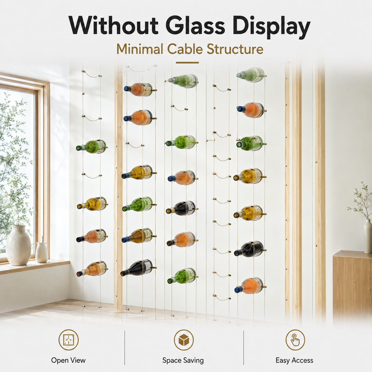Wine Bar Cabinet Cable Display Rack Restaurant Villa Cellar Wine Wall Cabinet Custom Size Factory Supply