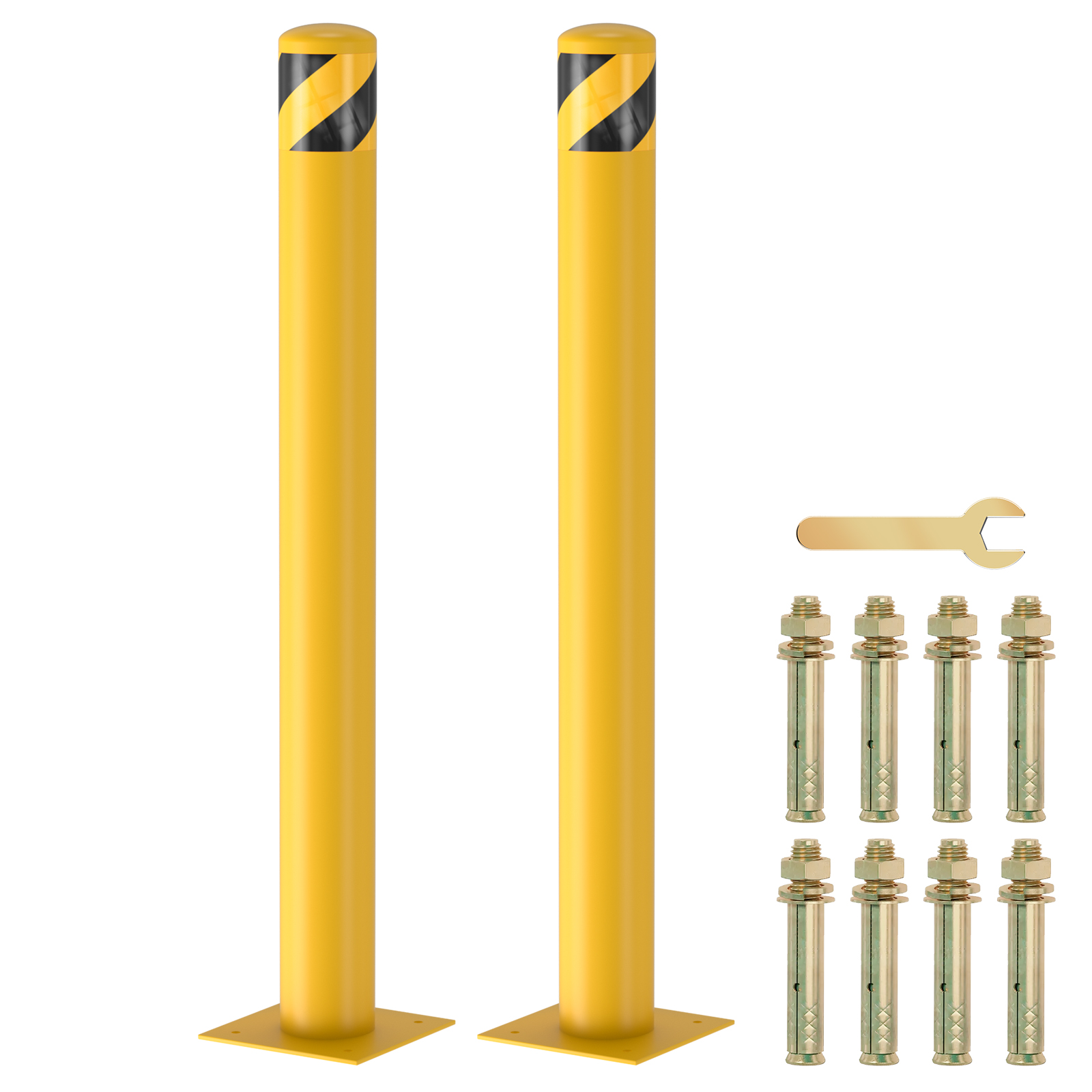 High Quality 42 Inch Heavy Duty Safety Yellow Safety Bollard Stanchions Posts Crowd Control Traffic Barriers for Parking Lot