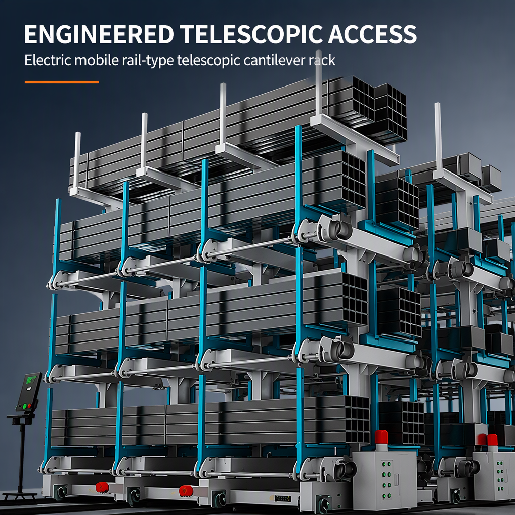 Electric Mobile Rail-Type Telescopic Cantilever Rack Component Detail