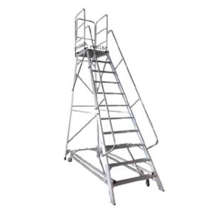 10 Steps Industrial Rolling Step Ladder Aluminum Work Platform