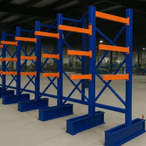Heavy duty cantilever pipe racking system for steel tubes and bar profiles