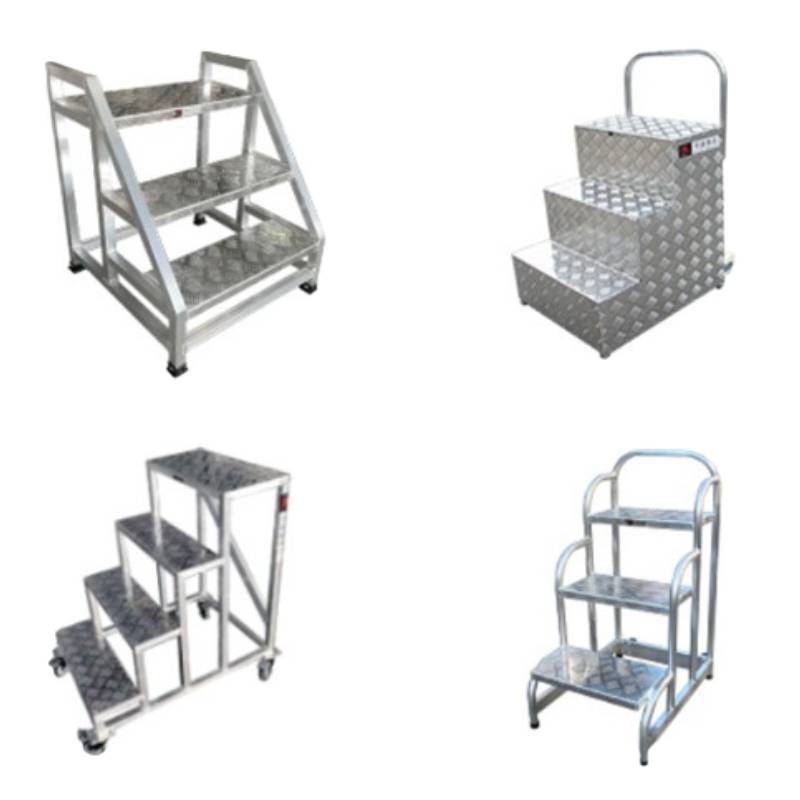 10 Steps Industrial Rolling Step Ladder 3m High Load Capacity Warehouse Aluminum Mobile Work Platform