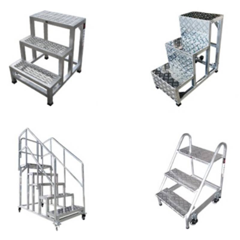 10 Steps Industrial Rolling Step Ladder 3m High Load Capacity Warehouse Aluminum Mobile Work Platform