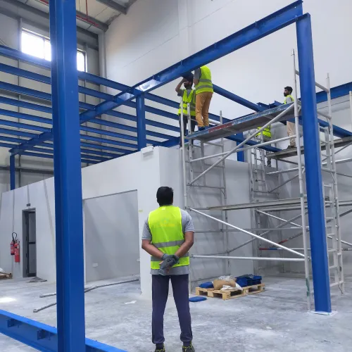 Fabricated structural steel mezzanine platform floor